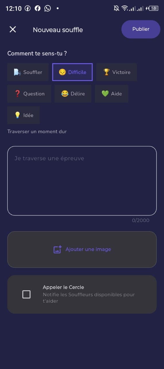 Cliquez sur intention difficile si vous traverser un moment difficile